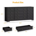 Commode 12 tiroirs en bois pour chambre à coucher, meuble TV large et moderne pour téléviseur 65 pouces, commode en bois, rangement de vêtements style ferme pour salon