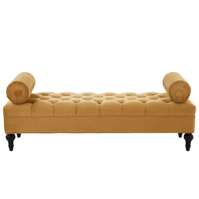 Banc de bout de lit moderne pour chambre à coucher, banc de fenêtre rembourré en velours avec 2 oreillers détachables pour salon ou entrée - Panipeachy