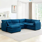 Canapé modulaire moderne 5 places en velours côtelé, surdimensionné, 113,4 po (L) x 79,13 po (l), avec pouf, canapé en U avec coin salon, HYLEORY