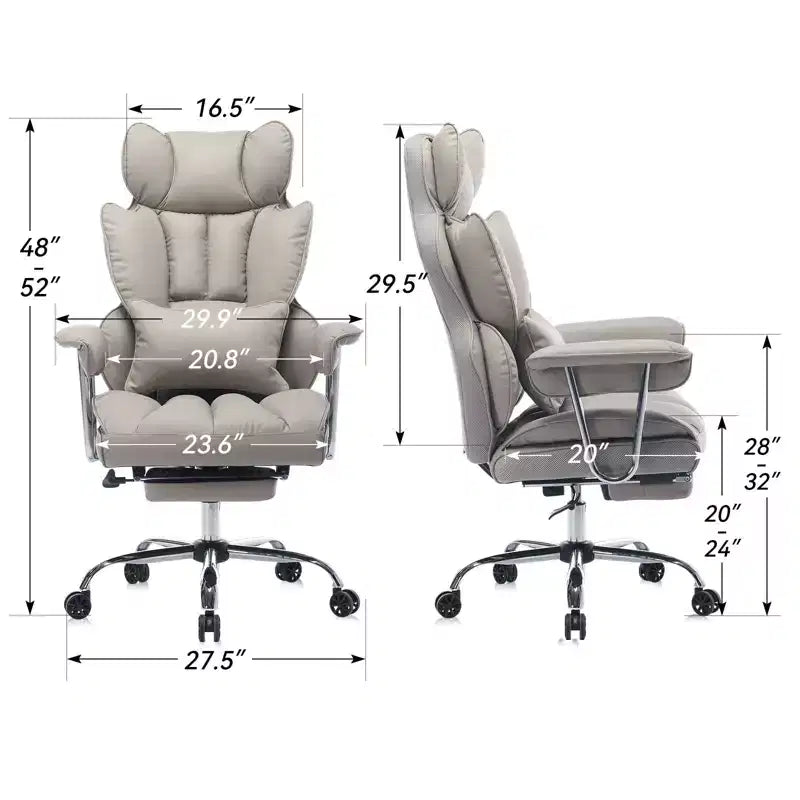 Efomao Chaise de Bureau Ergonomique 400 lbs, Grande Chaise d'Ordinateur en Cuir PU pour Personnes de Grande Taille, Fauteuil de Direction avec Repose-Pieds et Soutien Lombaire