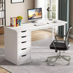 Bureau d'ordinateur Lantine avec 5 tiroirs, bureau moderne et simple de 119 cm pour la maison, le bureau et l'étude, idéal pour les petits espaces