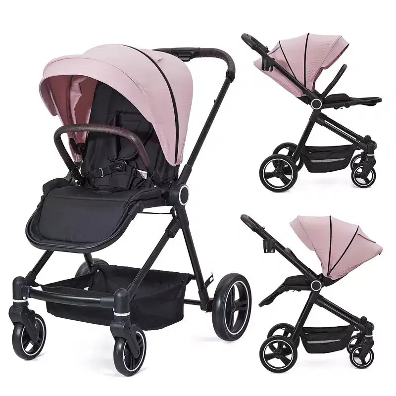 Poussette Bébé, Poussette Pliante - Poussette Haute pour Nouveau-né et Tout-petit, Landau Convertible avec Dossier Réversible