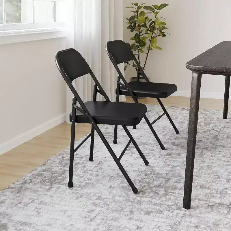 Lot de 8 chaises pliantes tout acier avec dossier, chaises pliantes en métal robustes, capacité de 159 kg, convient pour l'intérieur et l'extérieur