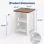 Lot de 2 tables de chevet de ferme avec station de recharge, table de nuit rustique avec porte de grange et étagère réglable, petite table d'appoint pour chambre et salon.