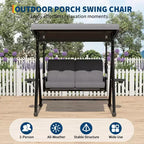 Balançoire de jardin 2 places avec auvent, assise rembourrée, cadre en fer robuste, banc d'extérieur résistant aux intempéries pour patio, balcon ou arrière-cour