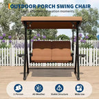 Balançoire de jardin 2 places avec auvent, assise rembourrée, cadre en fer robuste, banc d'extérieur résistant aux intempéries pour patio, balcon ou arrière-cour