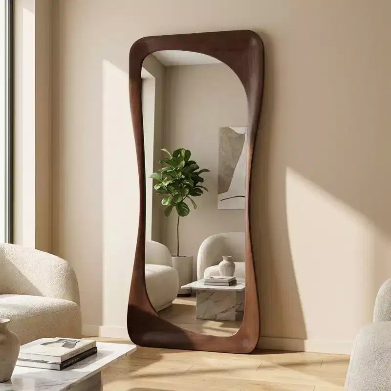 Dovelina 71H*31W Miroir asymétrique pleine longueur Miroir décoratif à poser Miroir de salle de bain moderne pour salon salle à manger entrée chambre à coucher