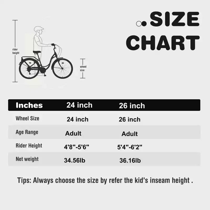 Vélo pour femme Zeus & Ruta de 24 pouces, 7 vitesses, cadre en acier