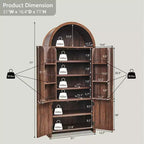 Garde-manger haut et arqué de 71 po, armoire de rangement moderne avec 3 tablettes réglables, 6 tablettes de porte, pour cuisine, salon