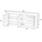 JVNOXK Buffet meuble de rangement meuble TV avec motif vague Buffet Armoire rayée verticale en bois pour cuisine/chambre/entrée. Naturel