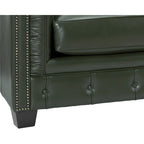 Canapé Chesterfield en cuir italien pleine fleur touffeté Hancock - 31 H x 86 L x 40 P