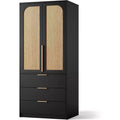 Armoire 2 portes avec 3 tiroirs et tringle de penderie