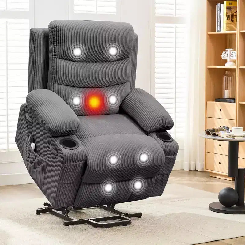 Fauteuil inclinable releveur avec massage et chauffage, fauteuils inclinables électriques surdimensionnés, siège de cinéma maison avec 2 porte-gobelets latéraux, fauteuil simple inclinable à bascule