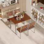 HOMCOM Ensemble table de salle à manger/cuisine de style moderne 5 pièces, 1 table et 4 chaises avec pieds en métal, convient pour l'extérieur