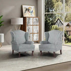 2 fauteuils d'appoint à dossier haut traditionnels, revêtus de tissu