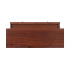 Console en bois marron tabac antique avec tiroir et étagère ouverte