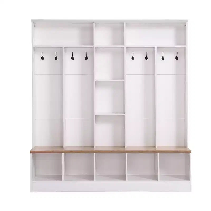 Meuble d'entrée large CLIHOME avec banc de rangement, armoire à chaussures minimaliste avec cubes de rangement et étagères