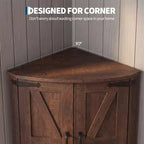 64,8" Meuble d'Angle Haut avec Portes, Armoire de Rangement d'Angle Marron Style Ferme, Meuble Garde-Manger d'Angle Autonome avec Étagères Réglables