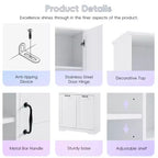 Meuble de rangement de salle de bain avec portes et tiroirs, panier à linge inclinable, plusieurs espaces de rangement, style autoportant