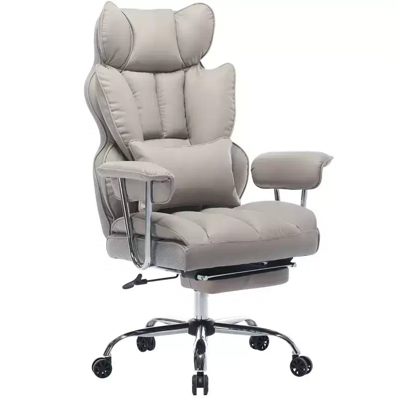 Efomao Chaise de Bureau Ergonomique 400 lbs, Grande Chaise d'Ordinateur en Cuir PU pour Personnes de Grande Taille, Fauteuil de Direction avec Repose-Pieds et Soutien Lombaire