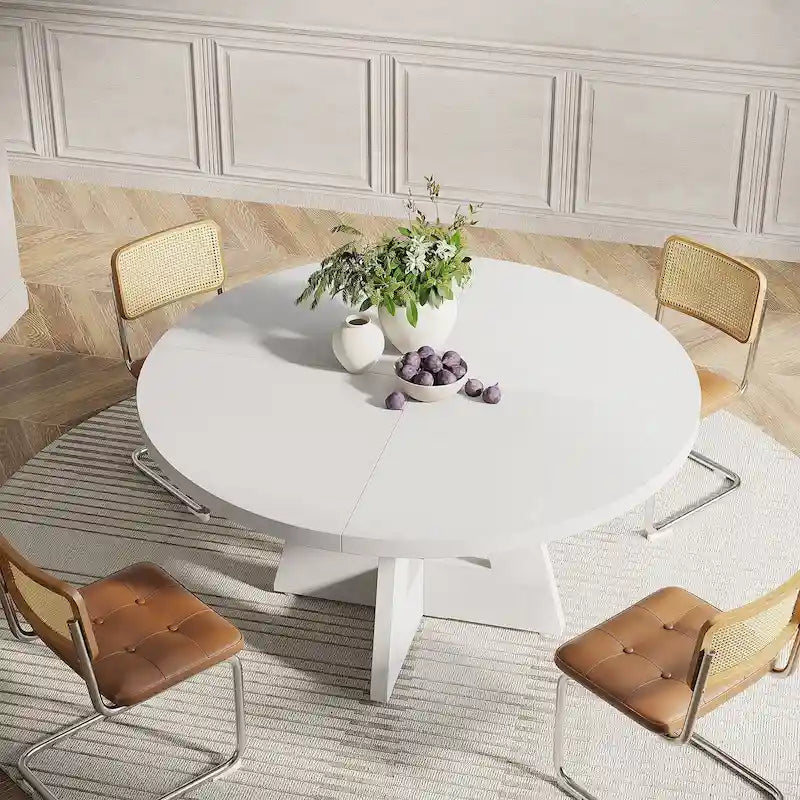 Table à manger ronde de 47 pouces pour 4 personnes, table de salle à manger en bois pour cuisine, salle à manger, salon - N/A