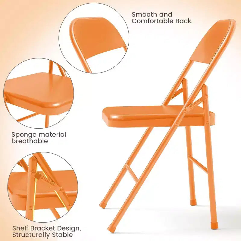 Lot de 8 chaises pliantes tout acier avec dossier, chaises pliantes en métal robustes, capacité de 159 kg, convient pour l'intérieur et l'extérieur