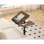 1 Table d'appoint en C, Table de lit à roulettes réglable en hauteur, Table de canapé multi-usage et Bureau d'ordinateur portable pour petits espaces