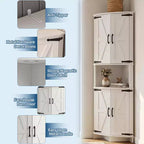COZONY Meuble d'angle de ferme 65" avec portes et étagères réglables, Armoire de rangement d'angle haute pour cuisine et salon