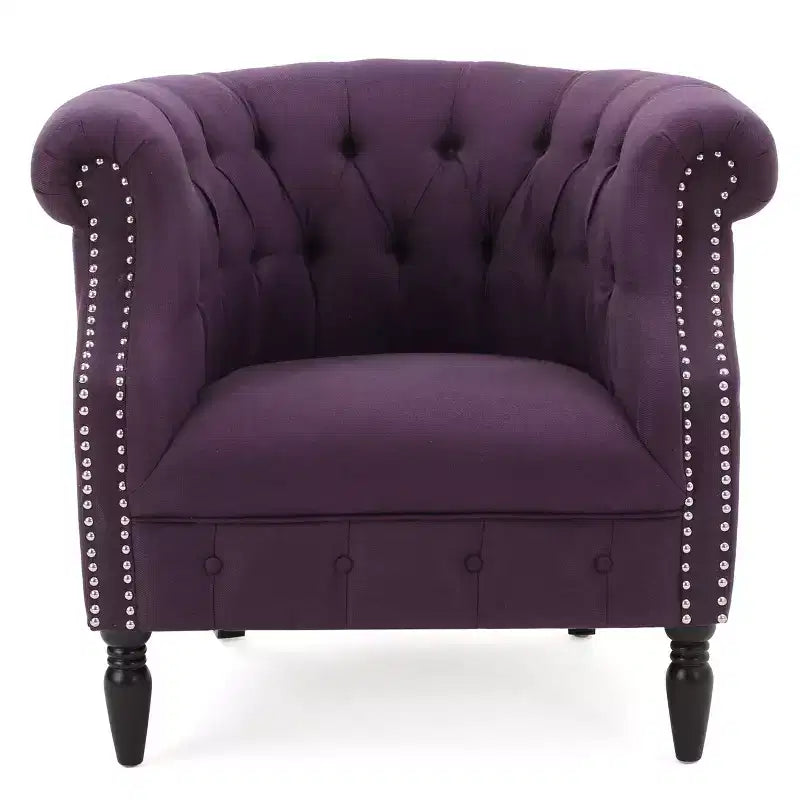 Fauteuil club contemporain capitonné avec clous de tapissier