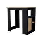 FM MOBILIER Îlot de cuisine Arial en mélaminé, noir/chêne naturel