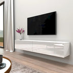 Meuble TV flottant mural moderne Berno de 180 cm, finition brillante