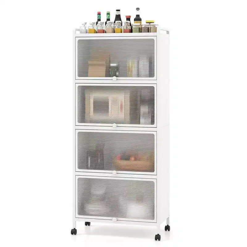 Meuble de cuisine Costway à 5 niveaux avec rangement, buffet mobile pour micro-ondes, portes basculantes, blanc/noir/gris/vert