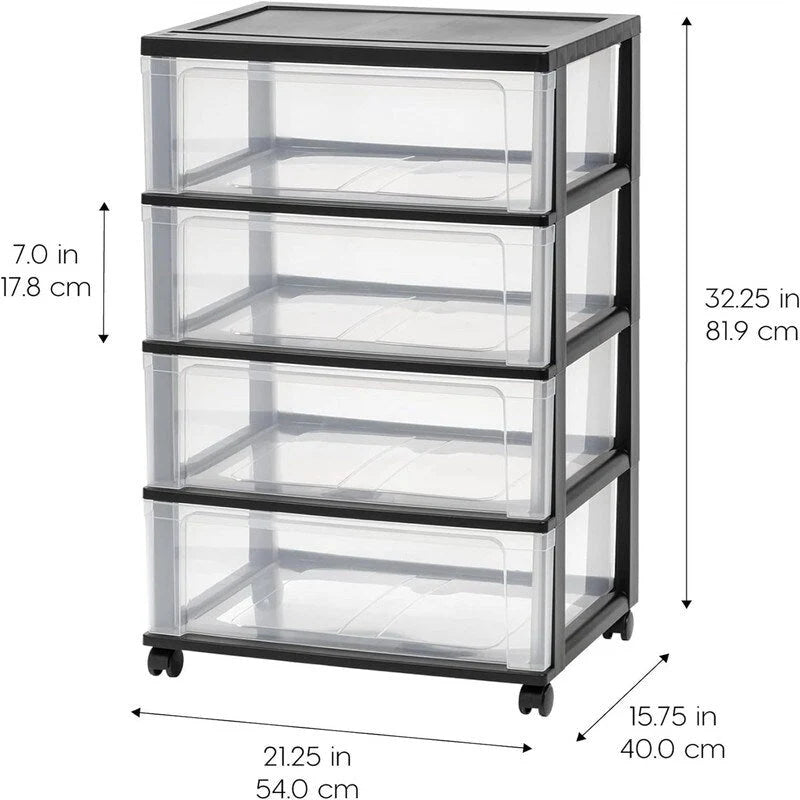 Commode de rangement large à 4 tiroirs