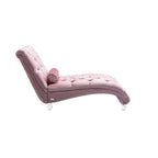 Chaise longue inclinable en velours capitonnée avec oreiller et pieds en acrylique