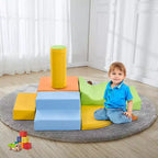 Aire de jeu d'activités 6-en-1 pour tout-petits - Structure de jeu d'intérieur grimpante et rampante - Jouets d'escalade et de rampement - Équipement de gym pour garçons et filles - Coloré