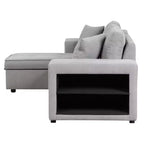 Sectionnel réversible en L de 104,5 po avec chaise longue de rangement et 2 poufs – Canapé-lit convertible 3 places pour salon