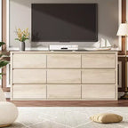 Commode à 9 tiroirs pour chambre à coucher, grande commode moderne en bois avec grand espace de rangement, organisateur de commode en bois pour salon, couloir, entrée