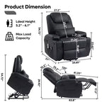 Fauteuil inclinable électrique avec fonction releveur, massage et chauffage Bestier 34,6 po, fauteuil inclinable en similicuir avec poches latérales et porte-gobelets