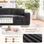 Celebalcony Canapé modulaire sans os 103, chaise longue en forme de L avec 2 porte-gobelets, canapés nuages moelleux en velours côtelé pour salon, aucun assemblage requis