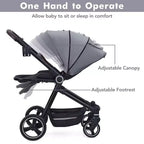 Poussette Bébé, Poussette Pliante - Poussette Haute pour Nouveau-né et Tout-petit, Landau Convertible avec Dossier Réversible