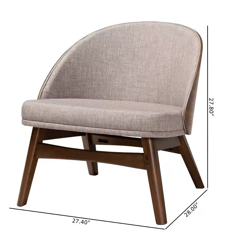 Ensemble de 2 chaises d'appoint Baxton Studio Lovella, en tissu gris et bois finition noyer, style moderne du milieu du siècle