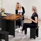 Ensemble de salle à manger pliant Moasis 5 ou 7 pièces avec table à rabats et tabourets de rangement, pour jusqu'à 6 personnes