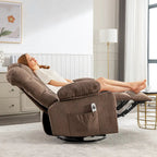 Fauteuil inclinable gris surdimensionné avec fonctions de chauffage et de massage, inclinaison à 150°, bascule à 30°, port USB pour la recharge et 2 porte-gobelets