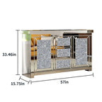 Buffet/commode d'appoint Glamour Miroir Diamant 3 Tiroirs
