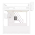 Lit mezzanine double avec escalier, armoire et étagères de rangement – MDF, 295 kg