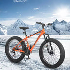 Vélo NAYSAYE 26 pouces à pneus larges, 21 vitesses, équipement complet pour adultes et jeunes, tout-terrain, orange, 74*25*41