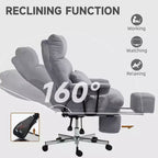 Fauteuil de bureau de direction avec soutien lombaire, repose-pieds, dossier haut inclinable, rembourré