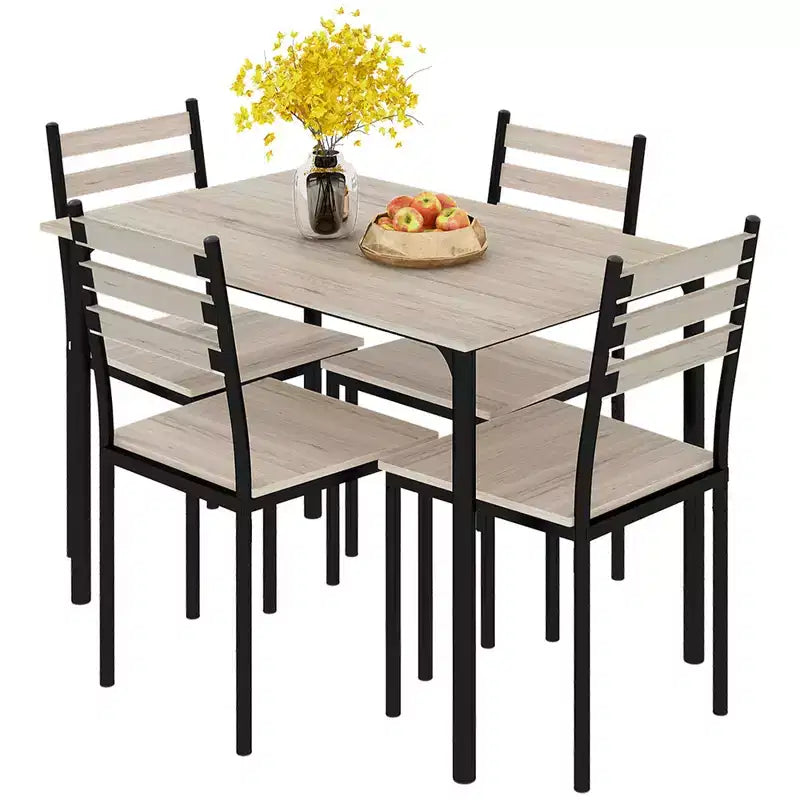 HOMCOM Ensemble table de salle à manger/cuisine de style moderne 5 pièces, 1 table et 4 chaises avec pieds en métal, convient pour l'extérieur