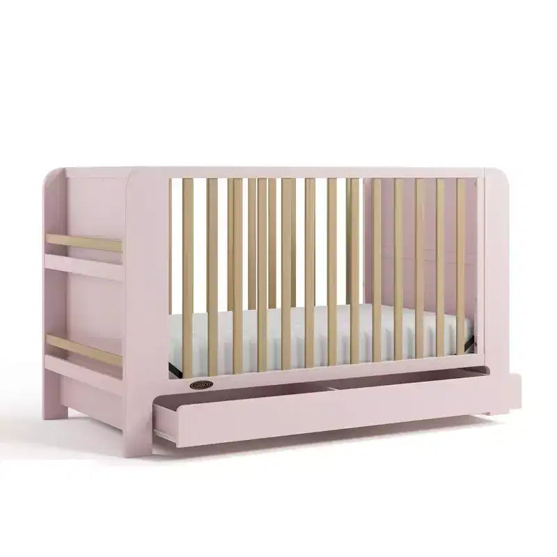 Lit bébé convertible 4-en-1 avec tiroir et étagères amovibles, base de matelas réglable