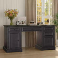 Bureau exécutif 60 po de style campagnard pour bureau à domicile – Bureau d'écriture en bois avec tiroirs, rangement d'armoire, bureau rustique pour le travail et les études